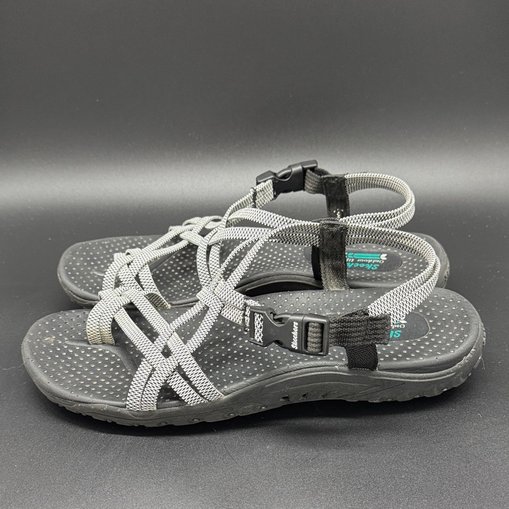 Skechers Women's Black and Gray Strappy Sandals Sz 9 - Picture 5 of 7